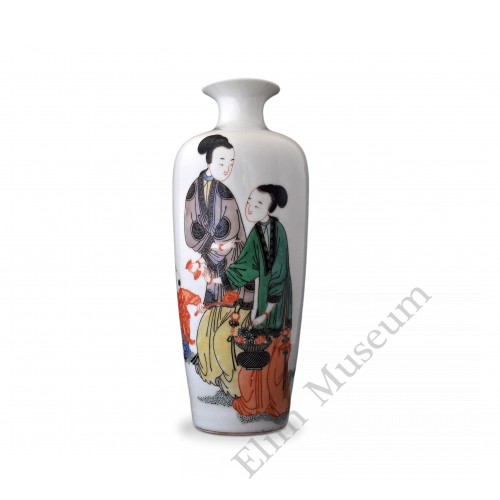 1387 A pair of Kang-Xi Wu-Cai mother& son vases